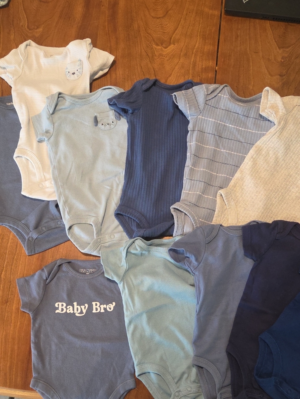 Baby Blue Mix Short-Sleeve One-Piece Bodysuit Lot - 11 Pieces
